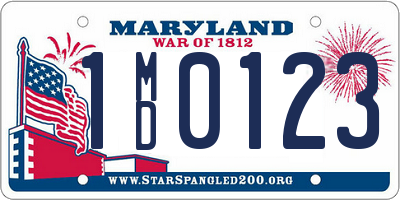 MD license plate 1MD0123