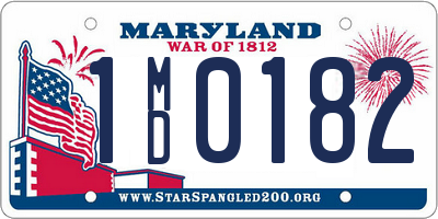 MD license plate 1MD0182