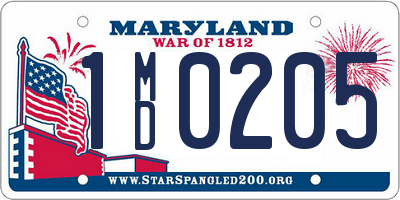 MD license plate 1MD0205