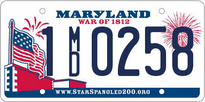 MD license plate 1MD0258