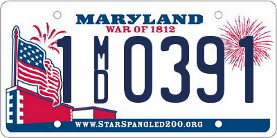 MD license plate 1MD0391