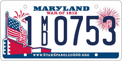 MD license plate 1MD0753