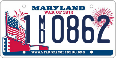 MD license plate 1MD0862