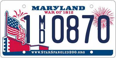 MD license plate 1MD0870