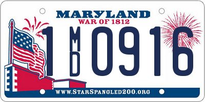 MD license plate 1MD0916