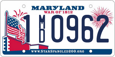MD license plate 1MD0962