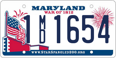 MD license plate 1MD1654