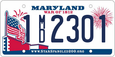 MD license plate 1MD2301