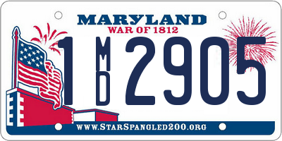 MD license plate 1MD2905