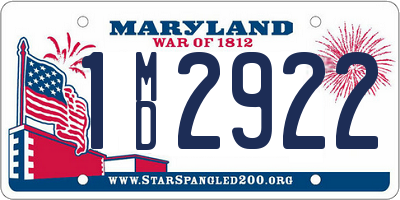 MD license plate 1MD2922