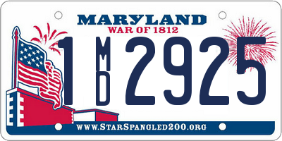 MD license plate 1MD2925