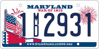 MD license plate 1MD2931