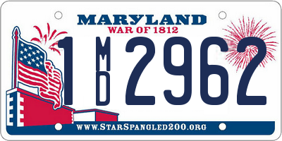 MD license plate 1MD2962