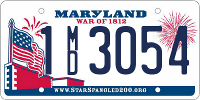MD license plate 1MD3054
