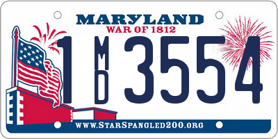 MD license plate 1MD3554