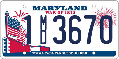 MD license plate 1MD3670