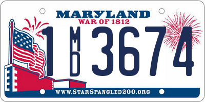 MD license plate 1MD3674