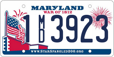 MD license plate 1MD3923