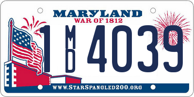 MD license plate 1MD4039