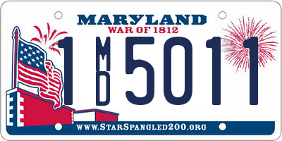 MD license plate 1MD5011