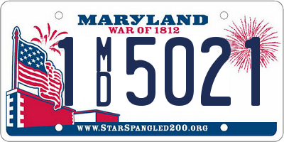 MD license plate 1MD5021