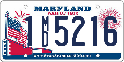 MD license plate 1MD5216