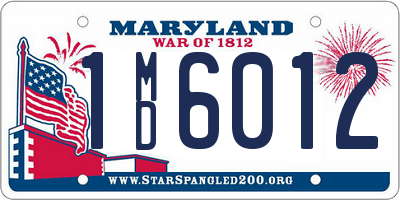 MD license plate 1MD6012