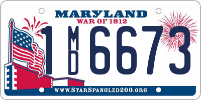 MD license plate 1MD6673