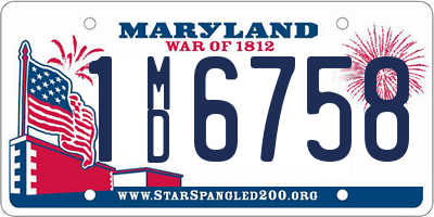 MD license plate 1MD6758