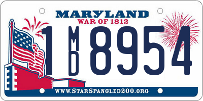 MD license plate 1MD8954