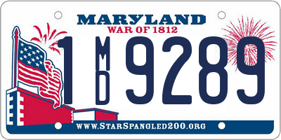 MD license plate 1MD9289