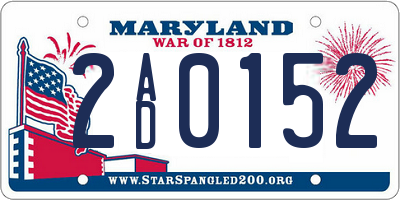 MD license plate 2AD0152