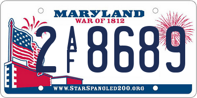 MD license plate 2AF8689