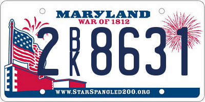 MD license plate 2BK8631