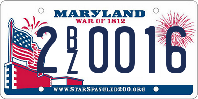 MD license plate 2BZ0016