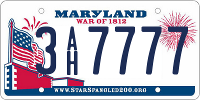 MD license plate 3AH7777
