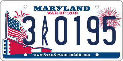 MD license plate 3AK0195