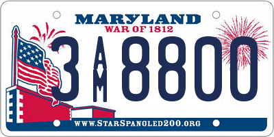 MD license plate 3AM8800