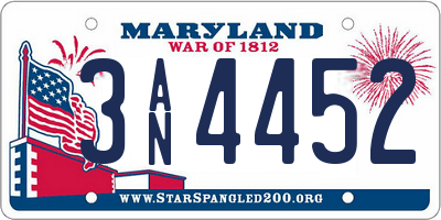 MD license plate 3AN4452