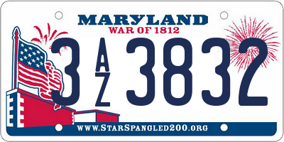 MD license plate 3AZ3832
