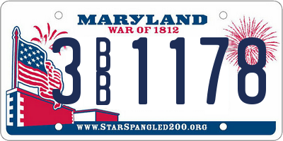 MD license plate 3BB1178