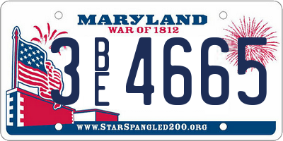 MD license plate 3BE4665