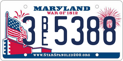 MD license plate 3BE5388