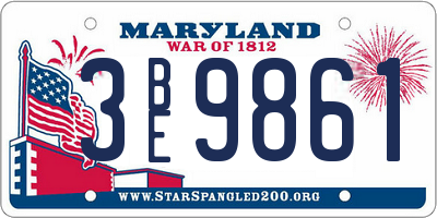MD license plate 3BE9861