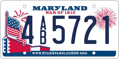 MD license plate 4AB5721