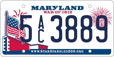 MD license plate 5AC3889