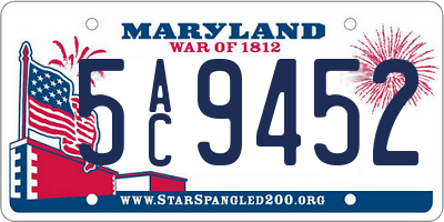 MD license plate 5AC9452