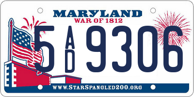 MD license plate 5AD9306
