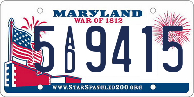 MD license plate 5AD9415
