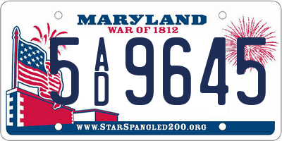 MD license plate 5AD9645